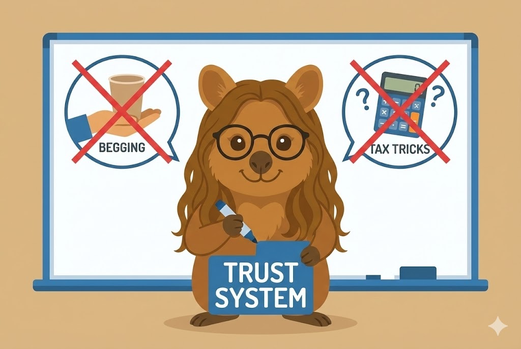 Quokka fixing misconceptions on a whiteboard
