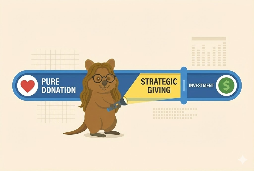Quokka adjusting a slider between donation and investment